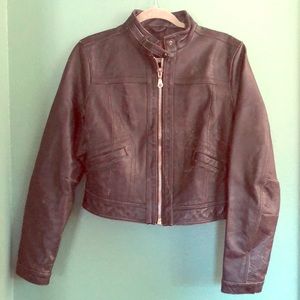 Women’s Black Distressed Leather Biker Jacket